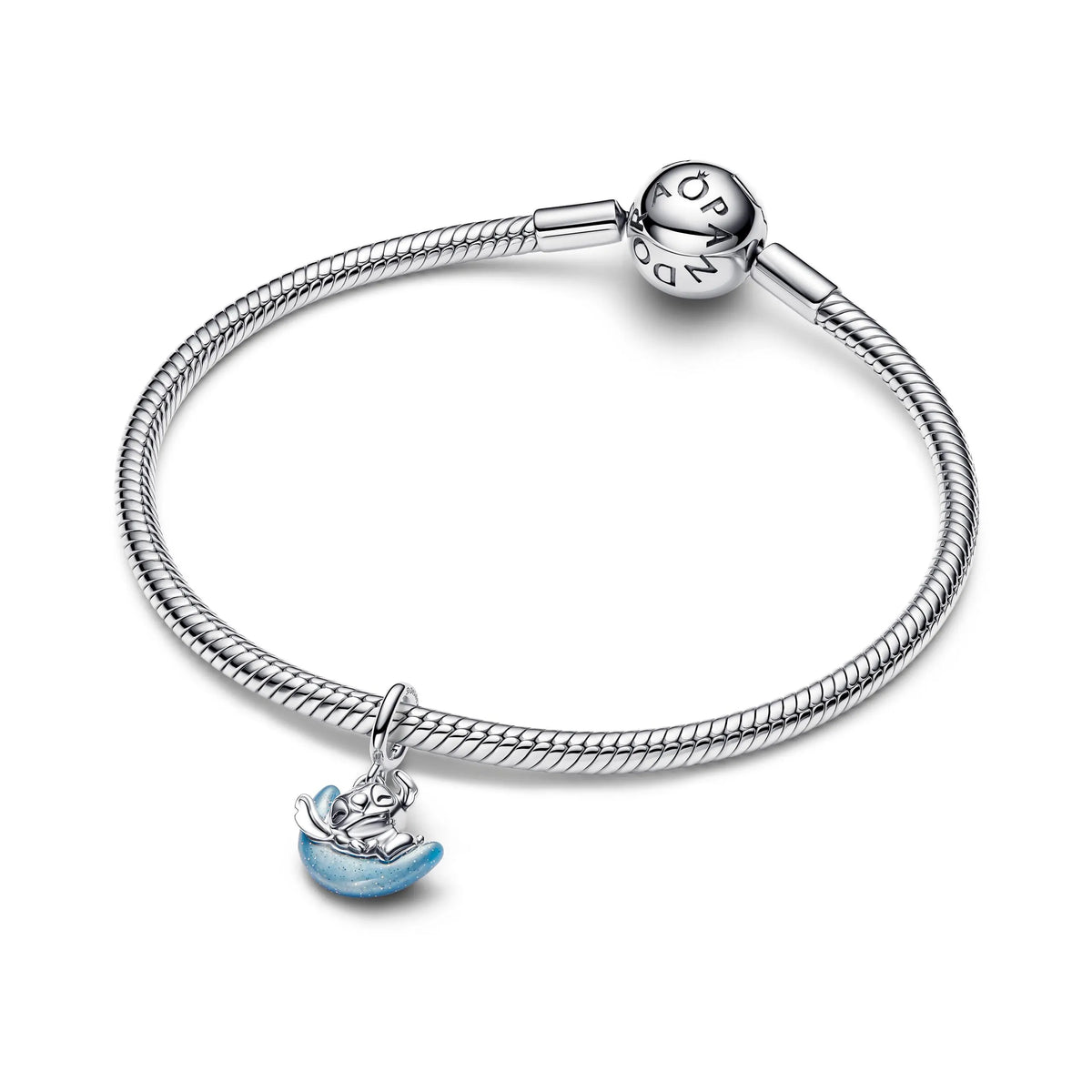 Disney Stitch and moon sterling silver dangle with glow in the dark enamel
