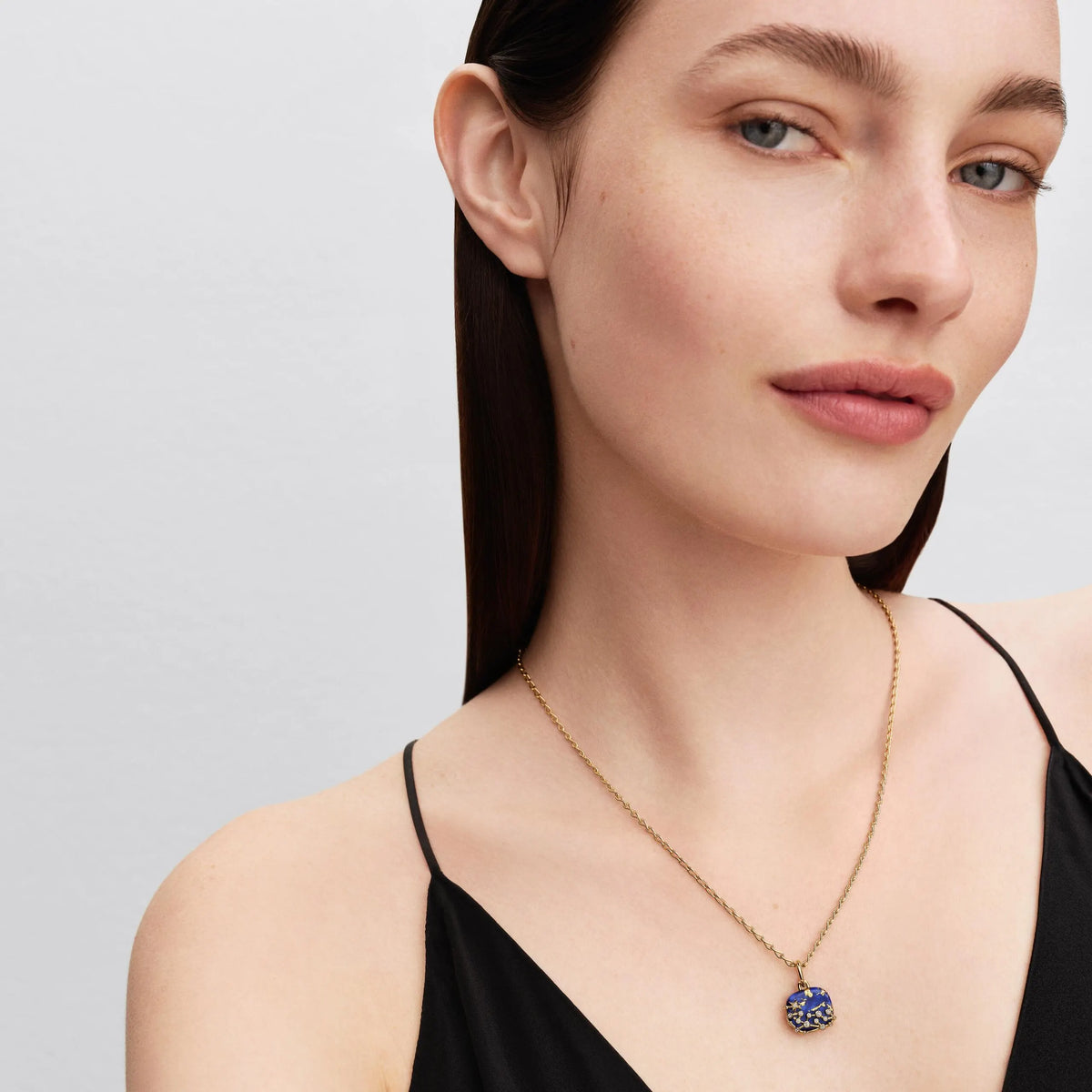 Astra 14k gold-plated dangle with imitation lapis lazuli and clear cubic zirconia