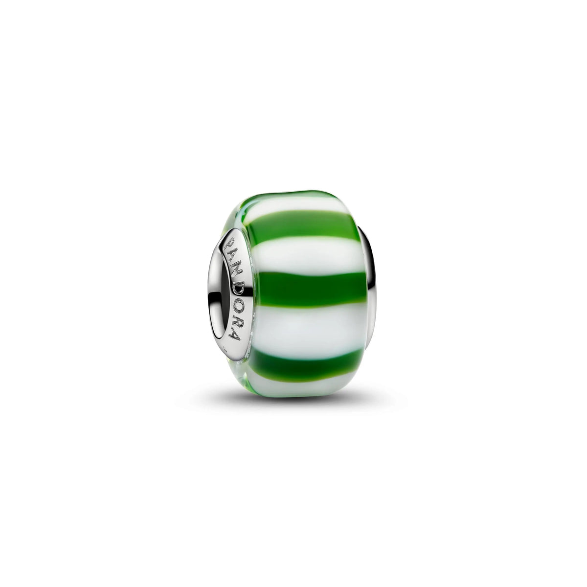 Platinum-plated charm with green and white Murano glass