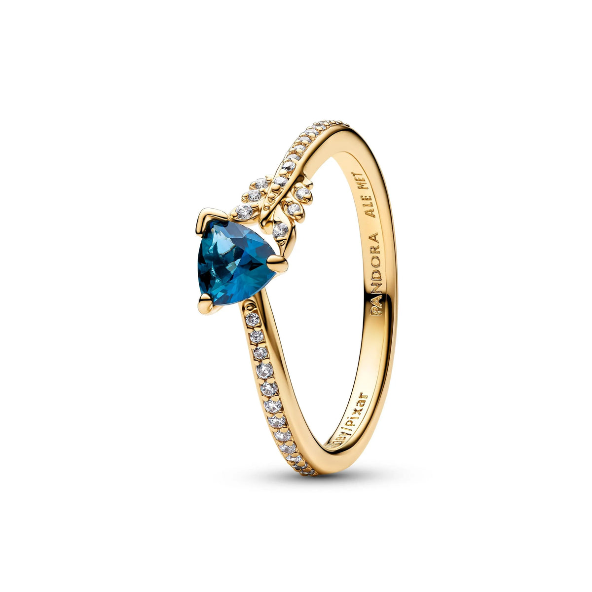 Disney Merida arrow 14k gold-plated ring with clear cubic zirconia and teal green crystal