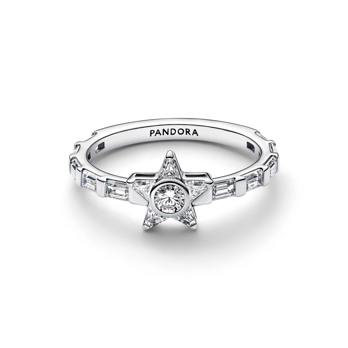 Star Sterling silver ring with clear cubic zirconia
