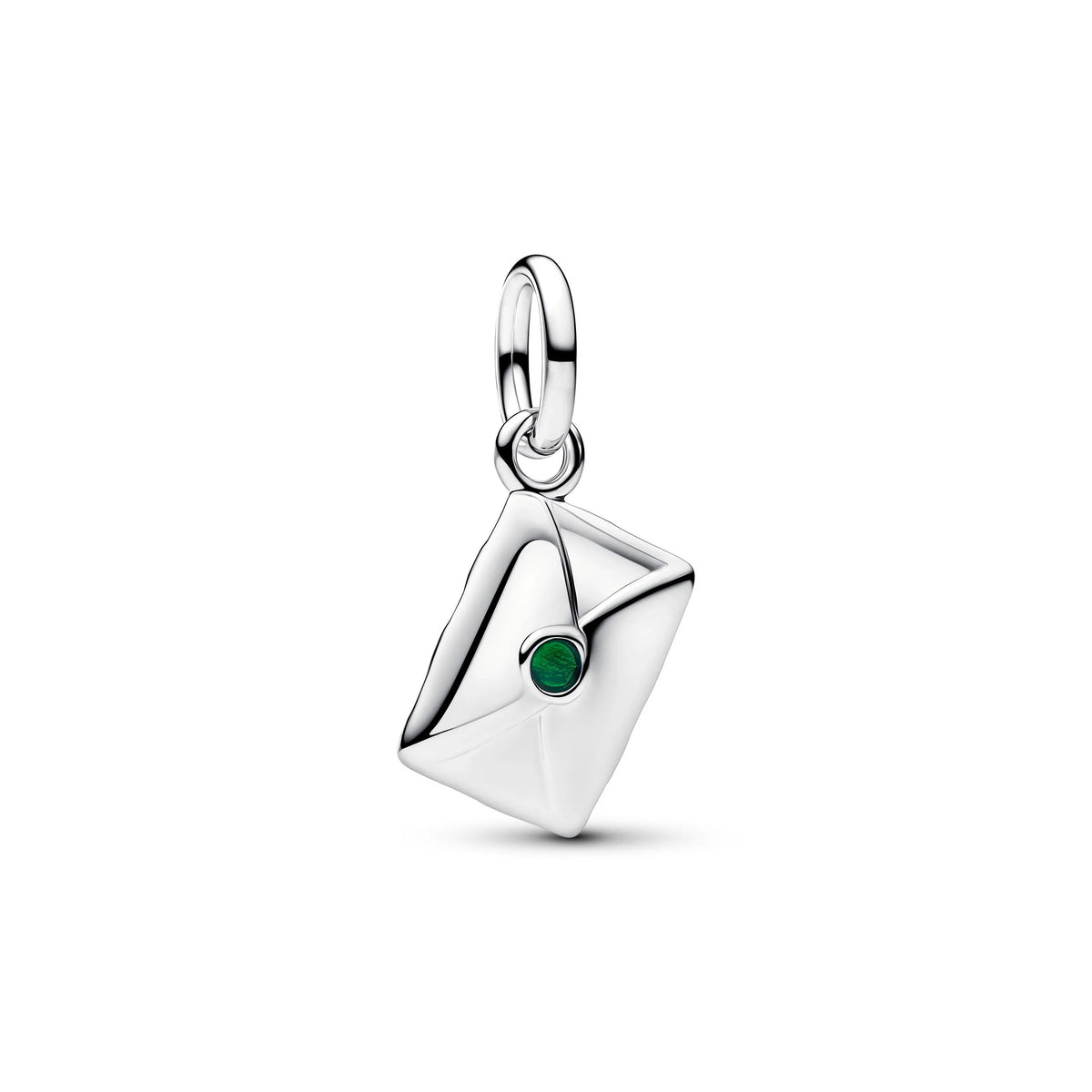 Santa letter sterling silver dangle with clear cubic zirconia, red and green enamel