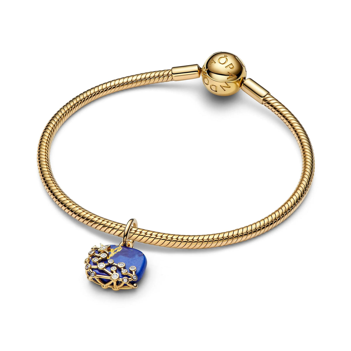 Astra 14k gold-plated dangle with imitation lapis lazuli and clear cubic zirconia