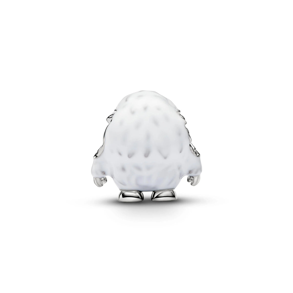 Yeti platinum-plated charm with clear cubic zirconia, white and black enamel