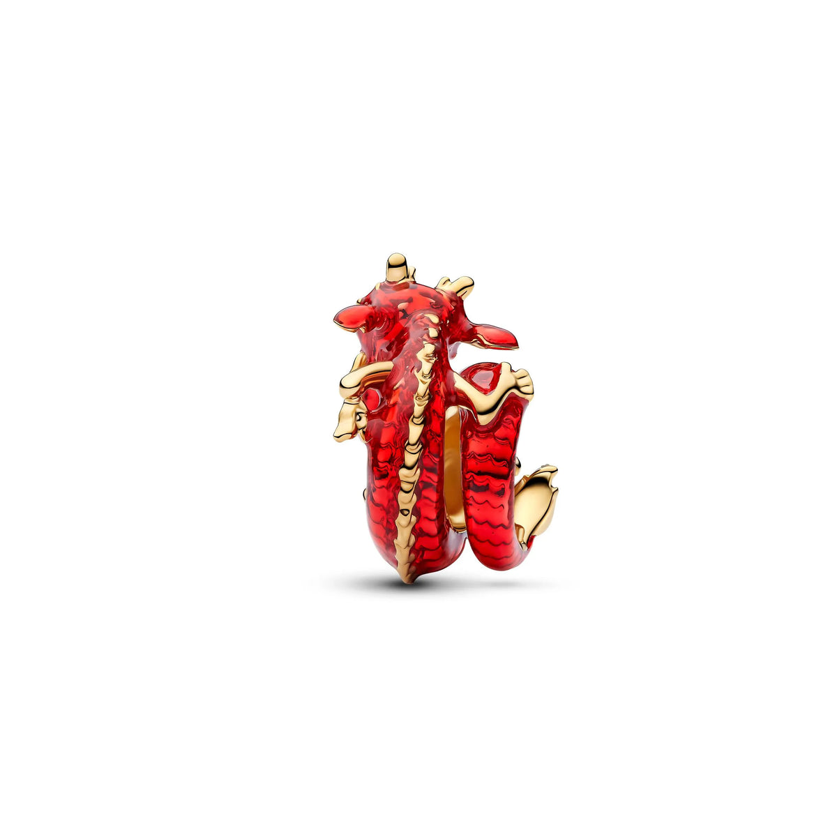 Disney Mulan Mushu 14k gold-plated charm with blazing yellow crystal and red enamel