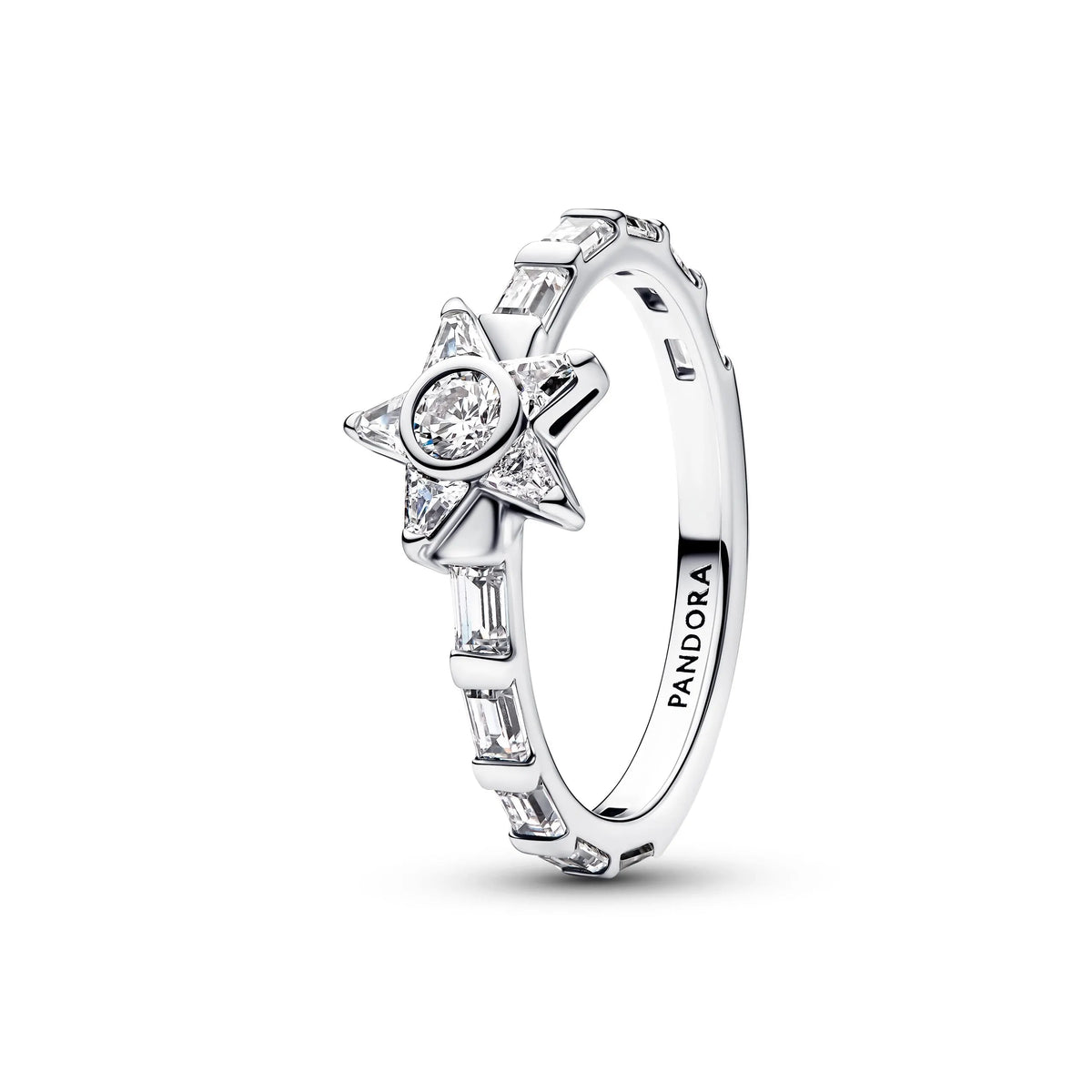 Star Sterling silver ring with clear cubic zirconia