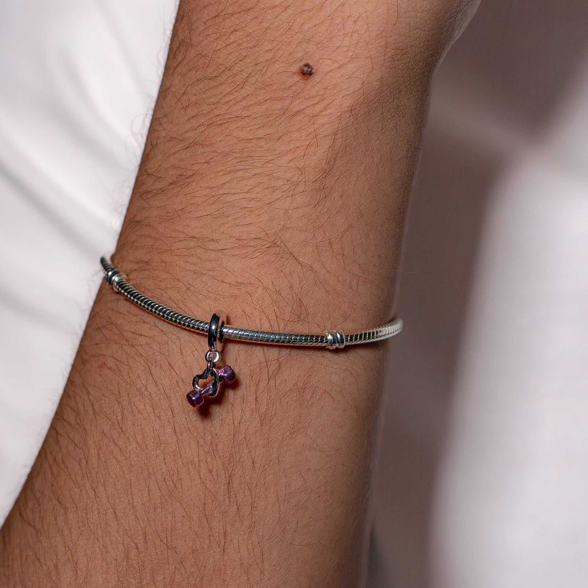 Dumbbell & Heart Dangle Charm