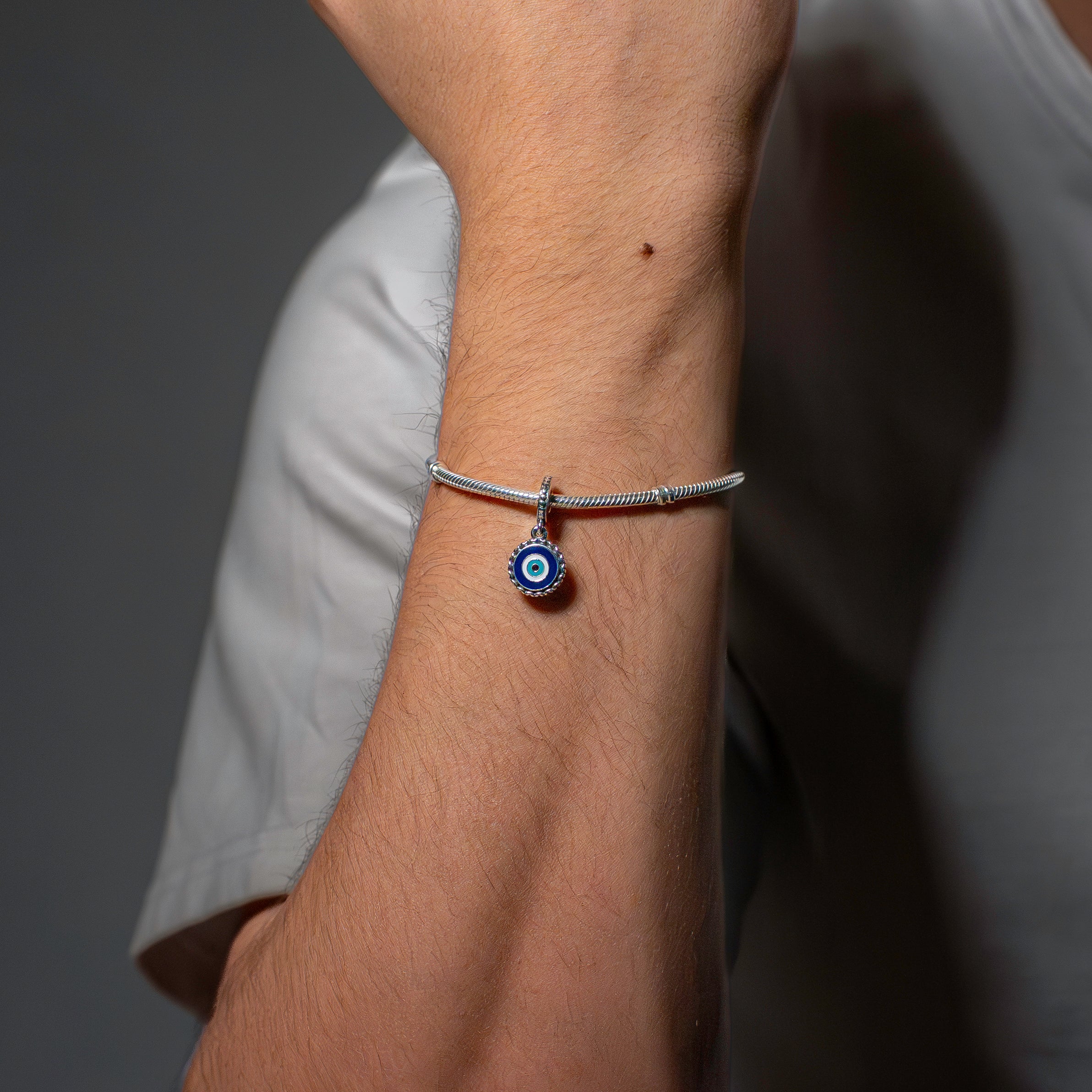 Evil eye silver dangle