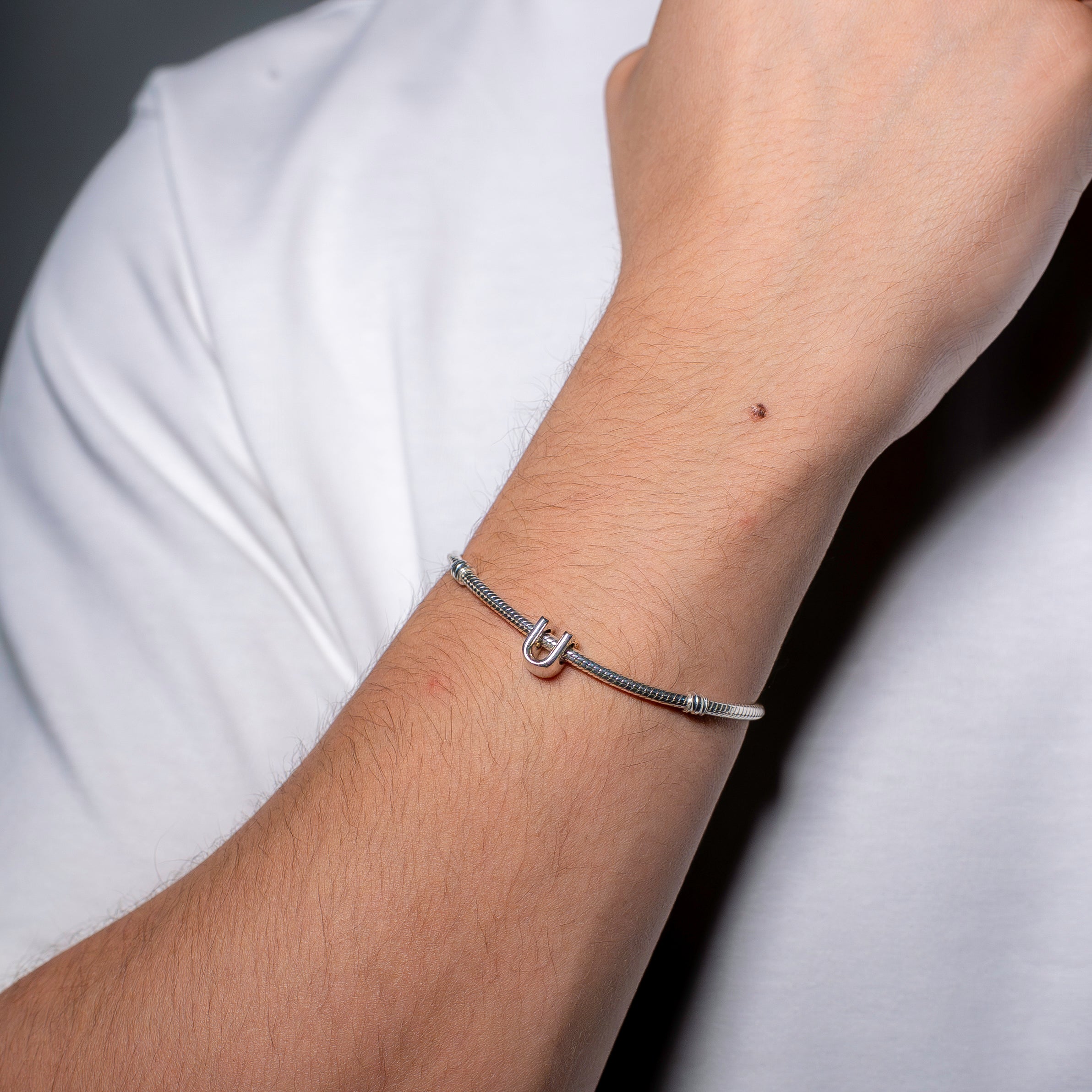 Letter U silver charm