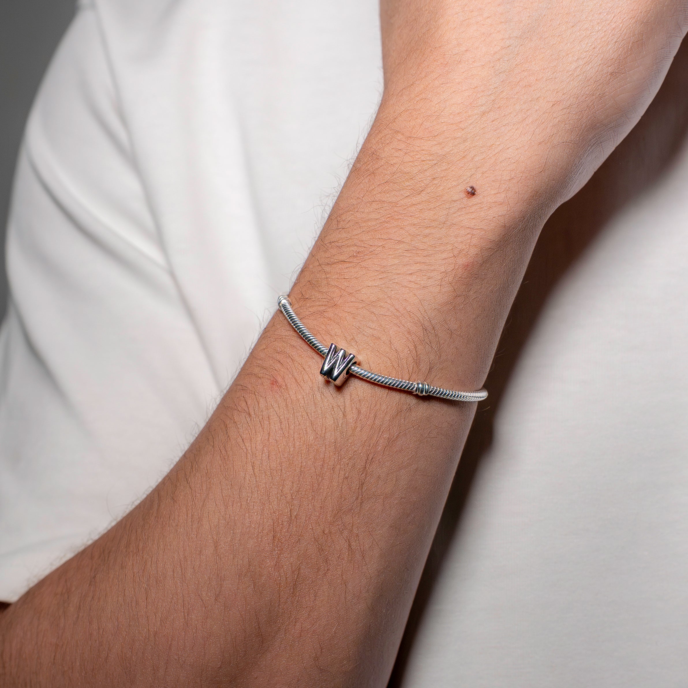 Letter W silver charm