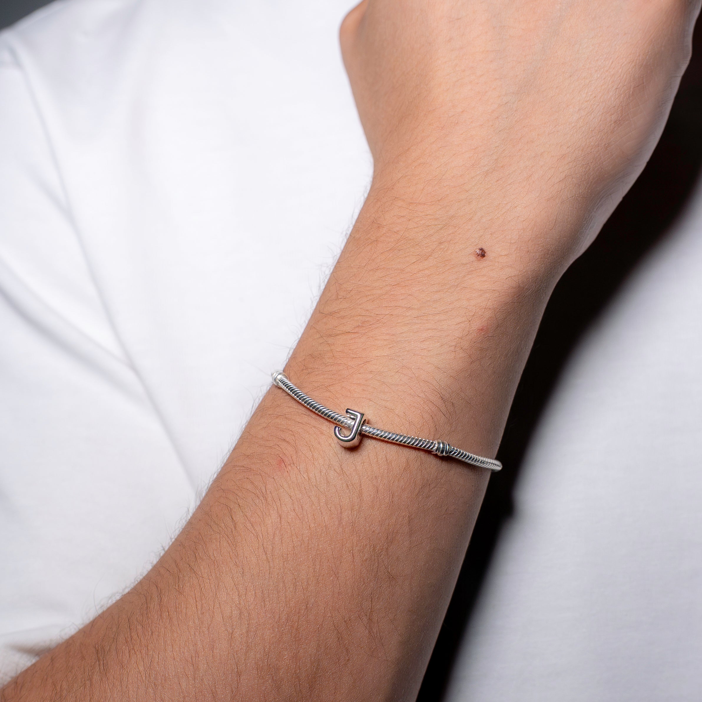 Letter J silver charm
