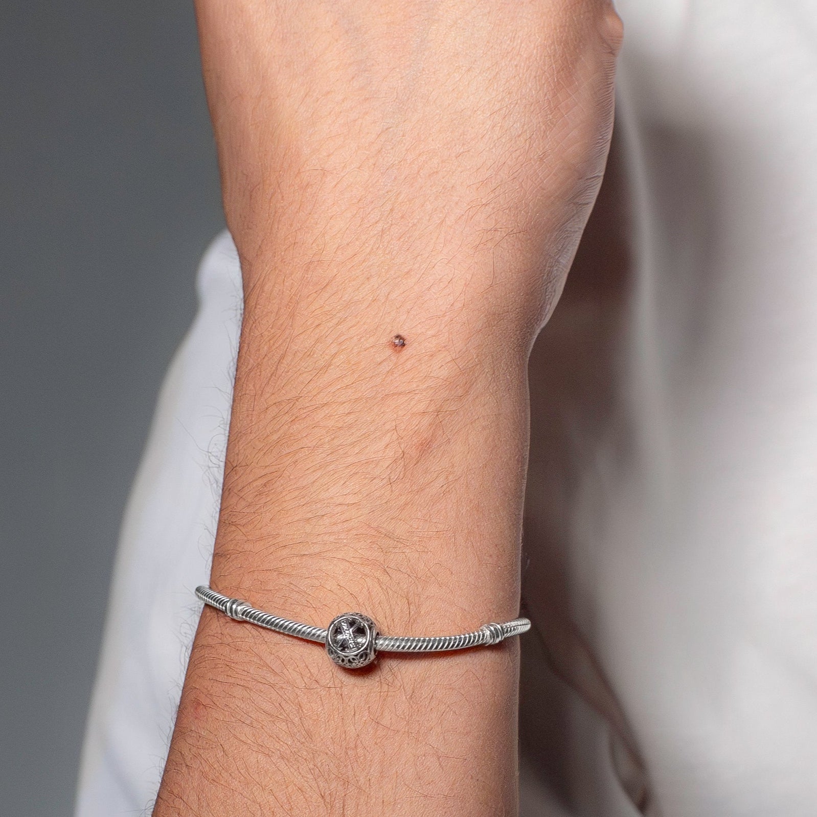 Letter X silver charm with clear cubic zirconia