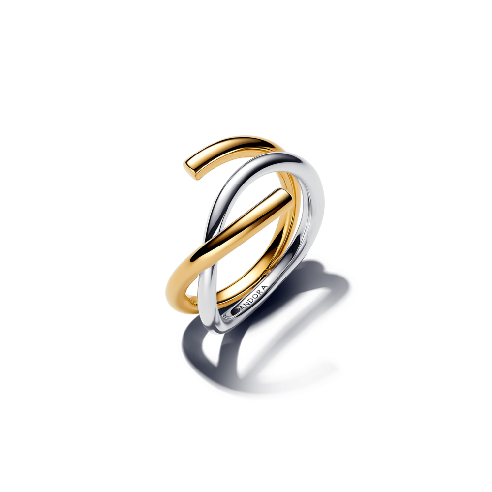 Organically Shaped Two-tone Double Ring
