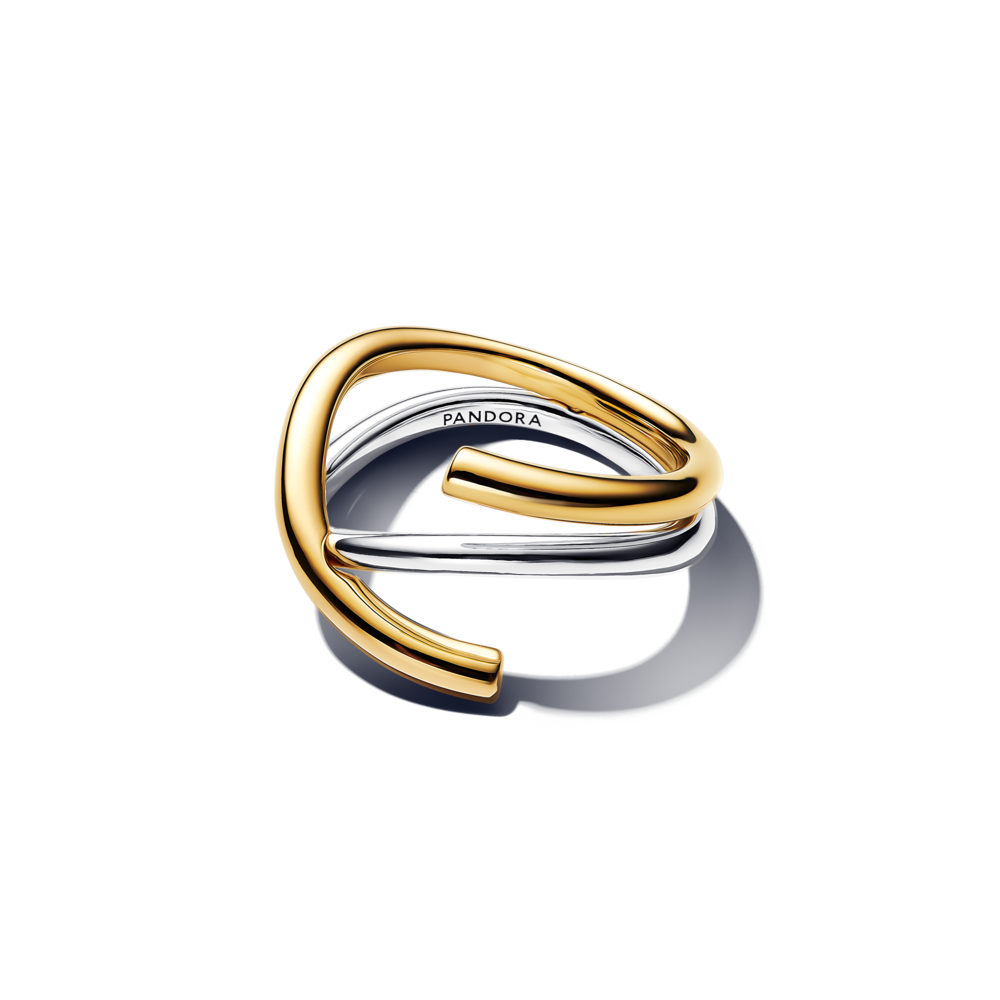 Organically Shaped Two-tone Double Ring