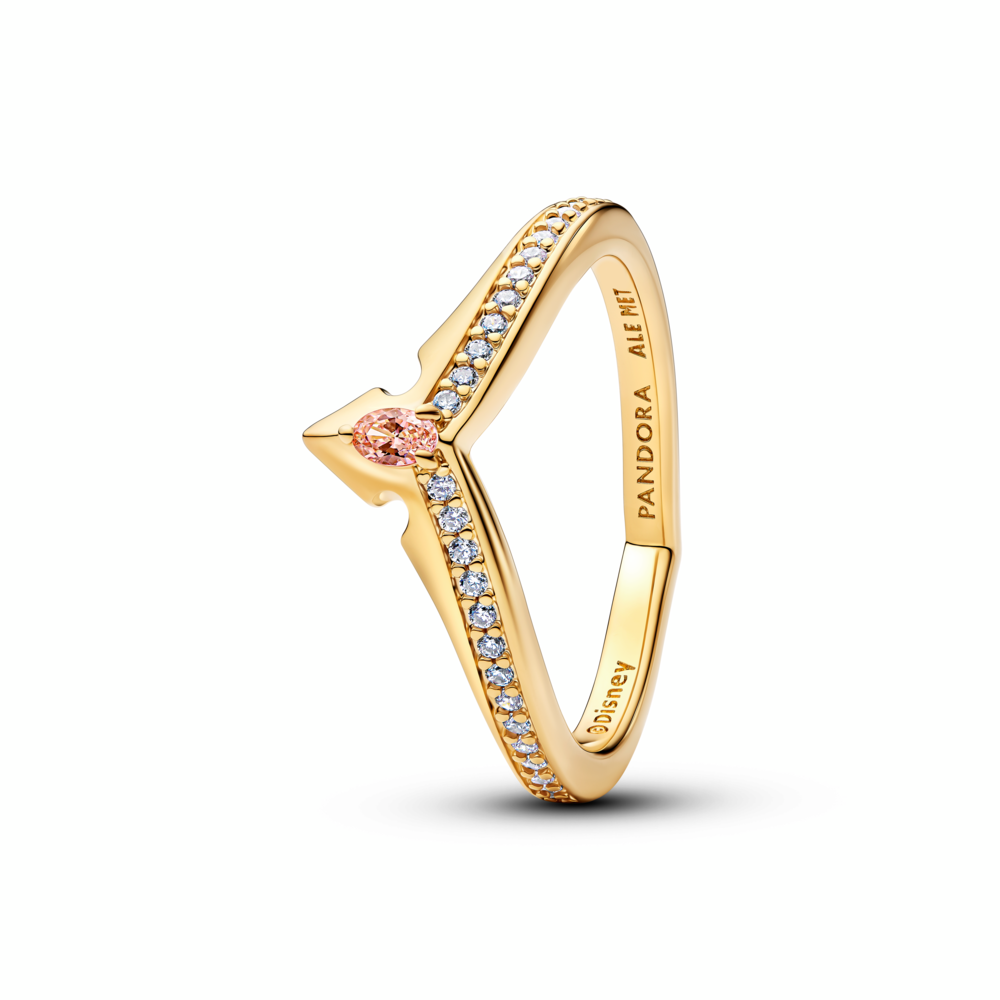 Disney Aurora 14k gold-plated ring with misty rose cubic zirconia and clear cubic zirconia