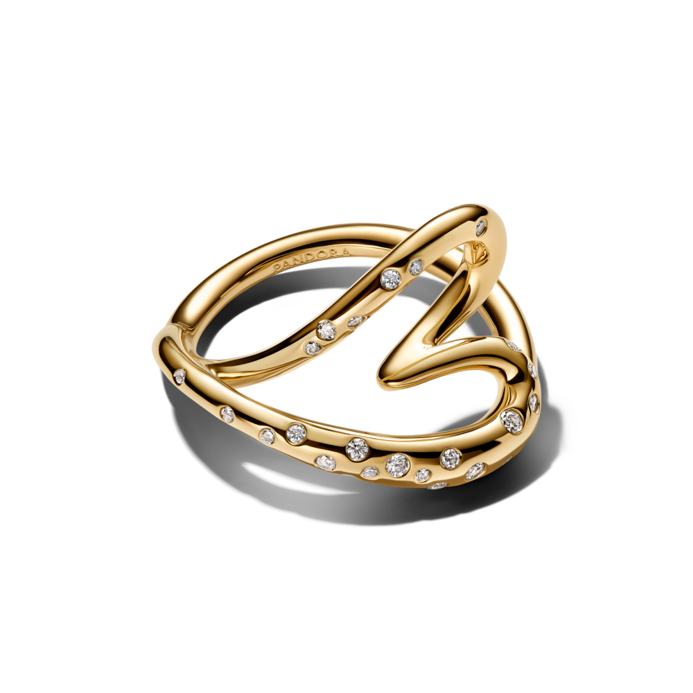 Heart 14k gold-plated ring with clear cubic zirconia