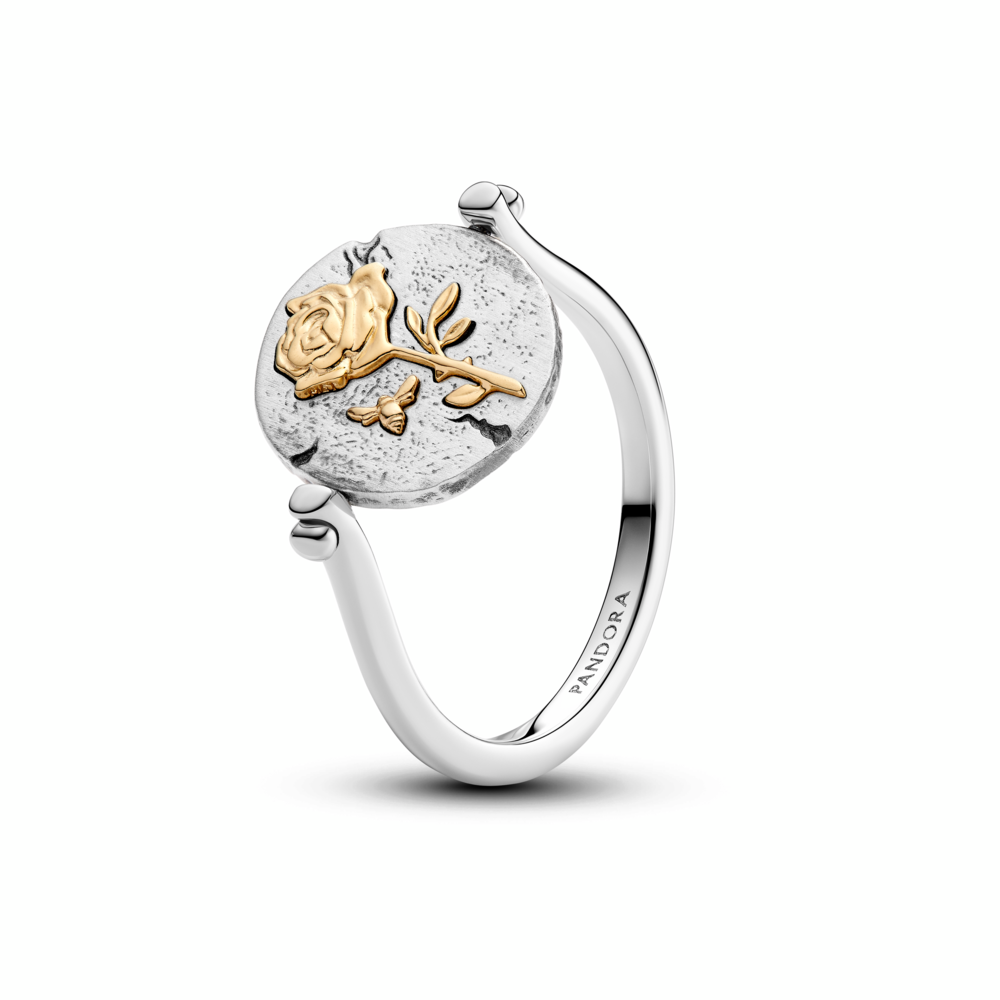 Rose sterling silver and 14k gold-plated spinnable ring