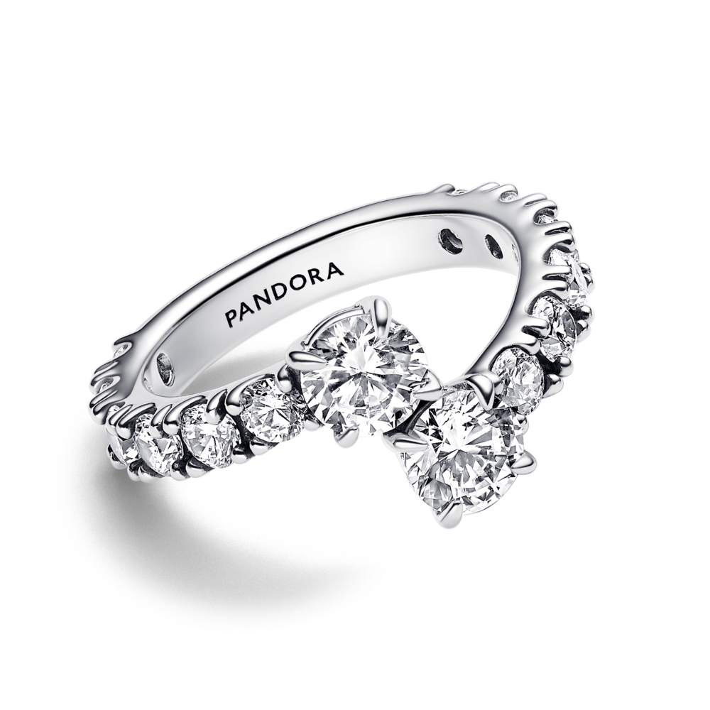Sterling silver ring with clear cubic zirconia