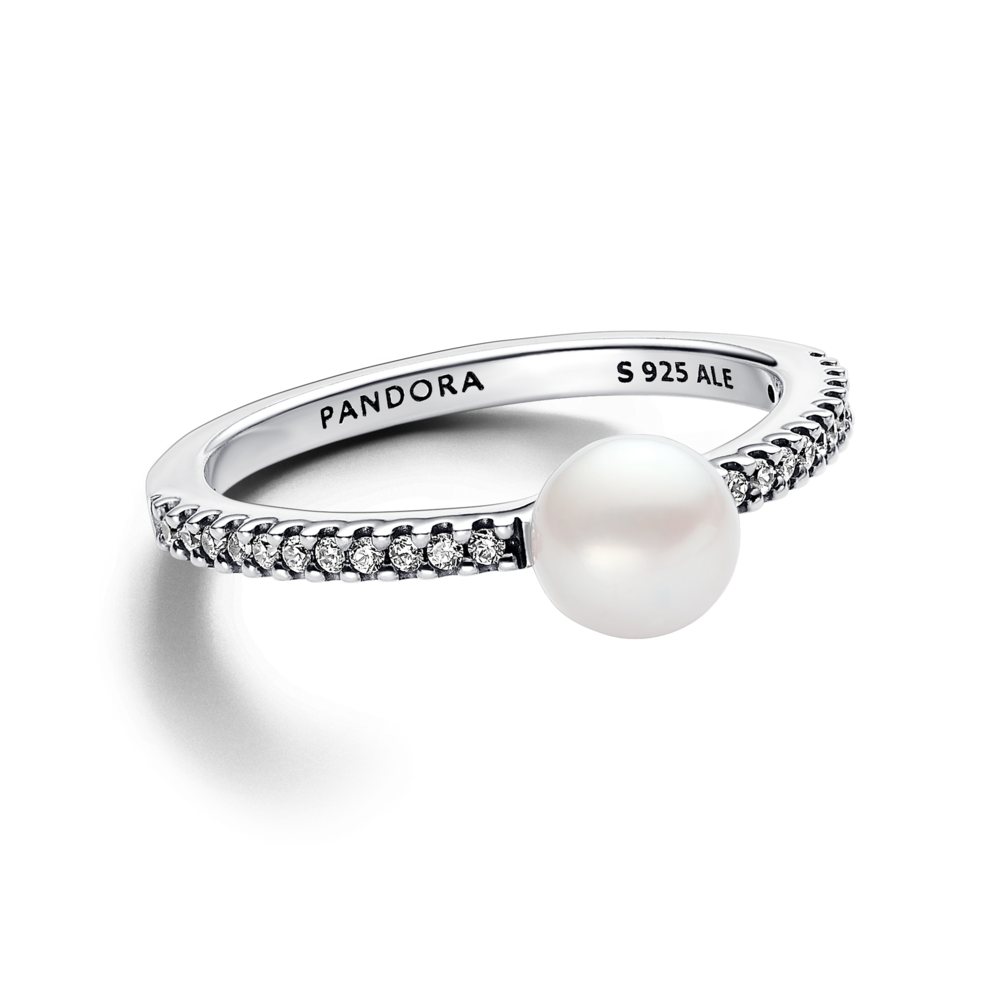 Treated Freshwater Cultured Pearl & Pavé Ring