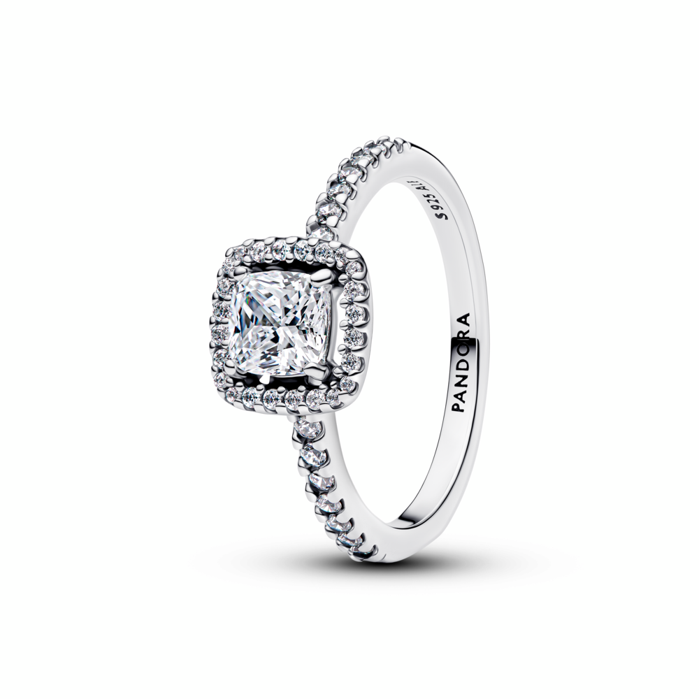 Sterling silver ring with clear cubic zirconia