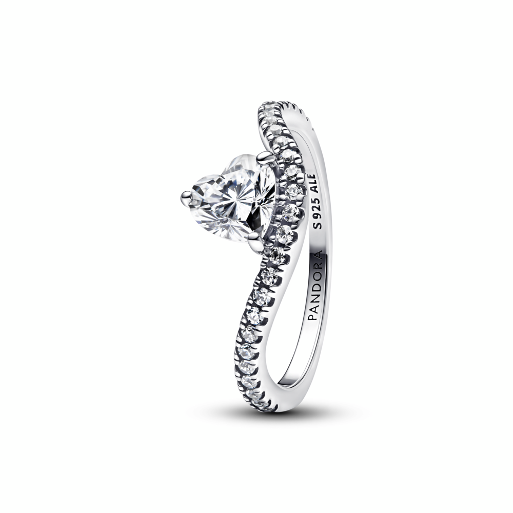Heart Ring Pandora Wishbone Stackable Rings Pandora Sparkling