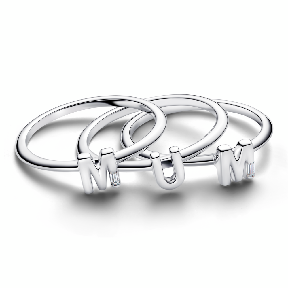 MUM sterling silver splittable ring with clear cubic zirconia