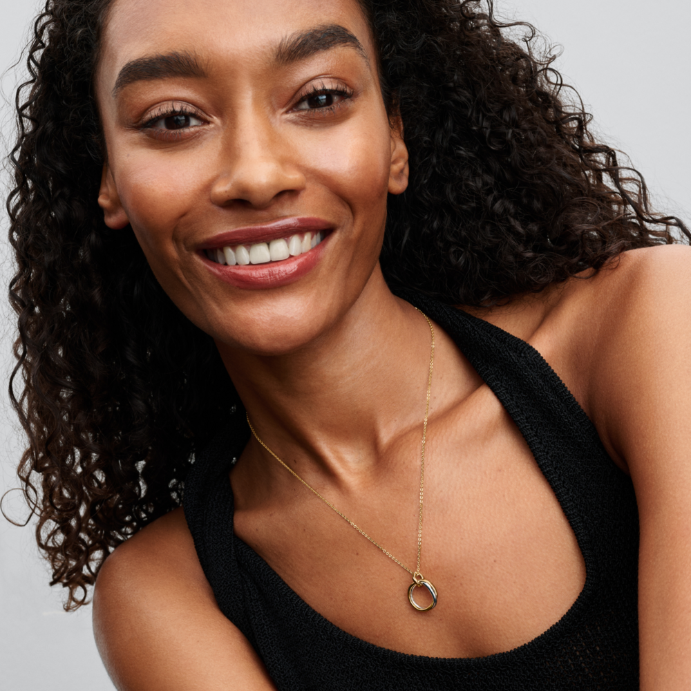 Organically Shaped Two-Tone Pendant Necklace