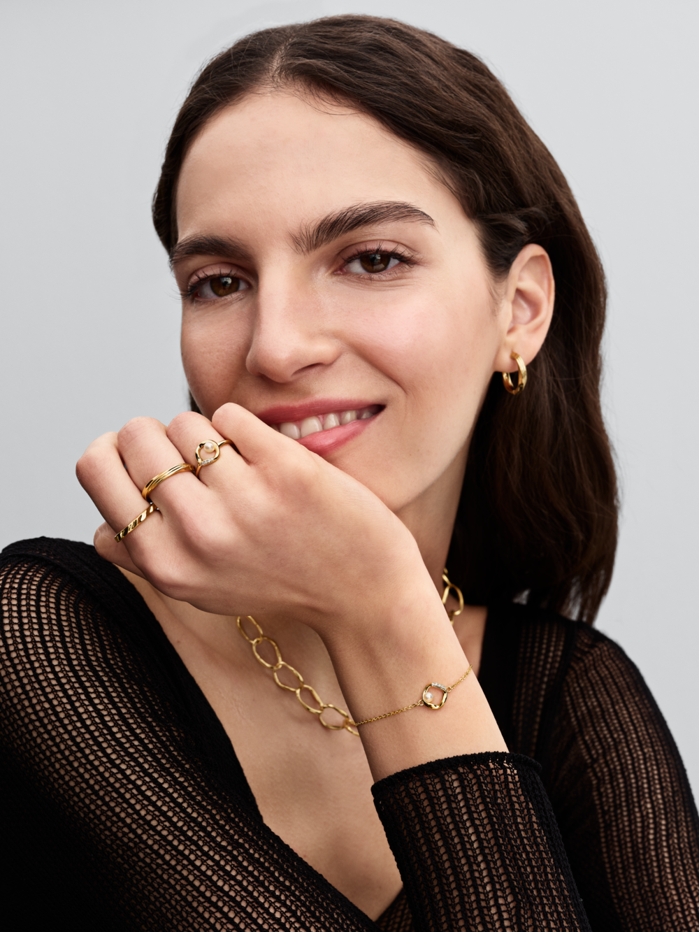 Organically Shaped Pavé Circle & Treated Freshwater Cultured Pearl Ring