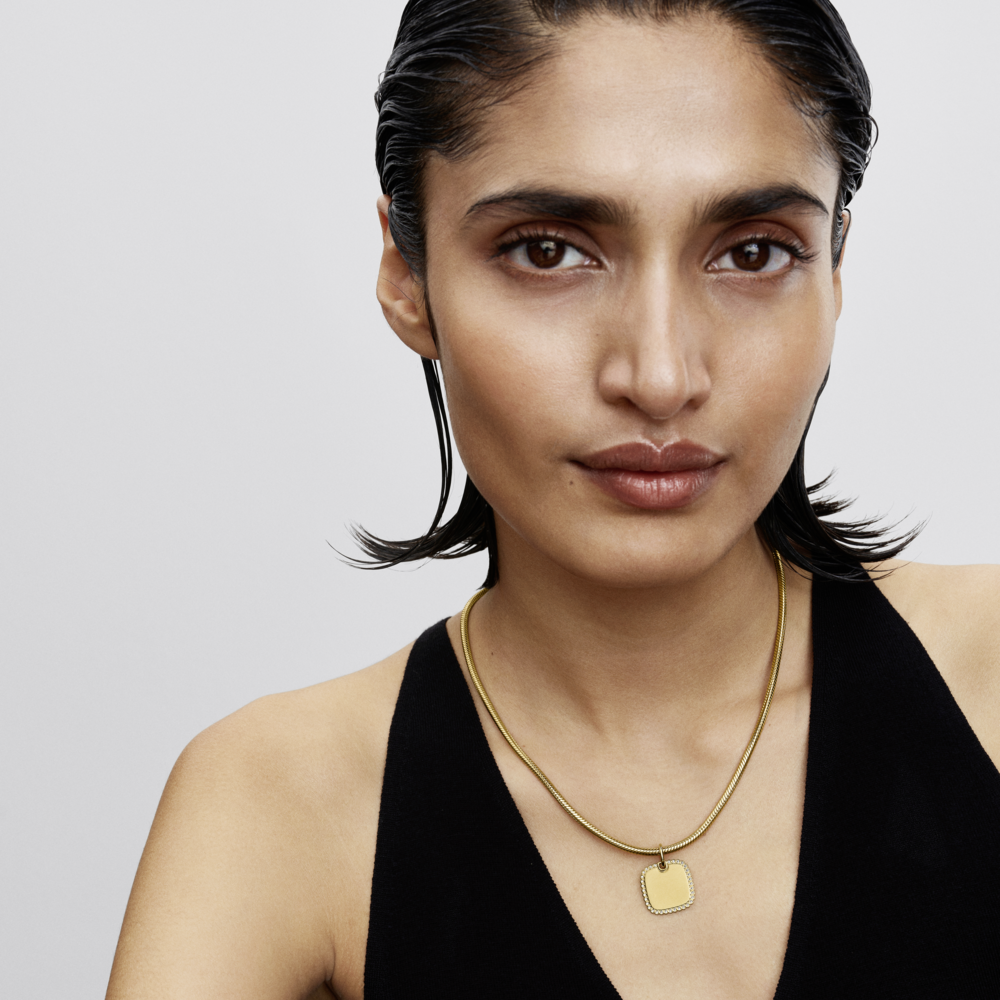 Engravable Square Tag Pendant
14k gold plating