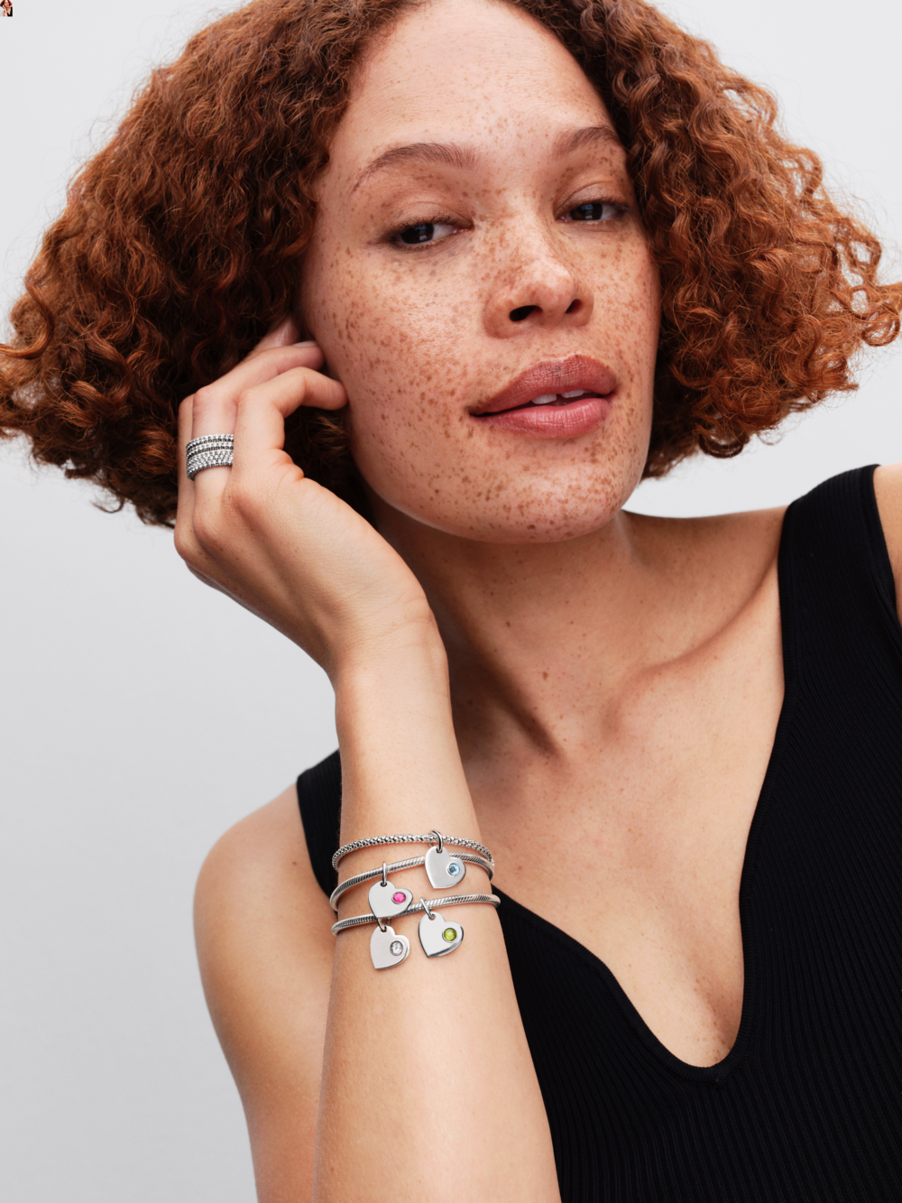 Engravable heart sterling silver dangle with clear cubic zirconia