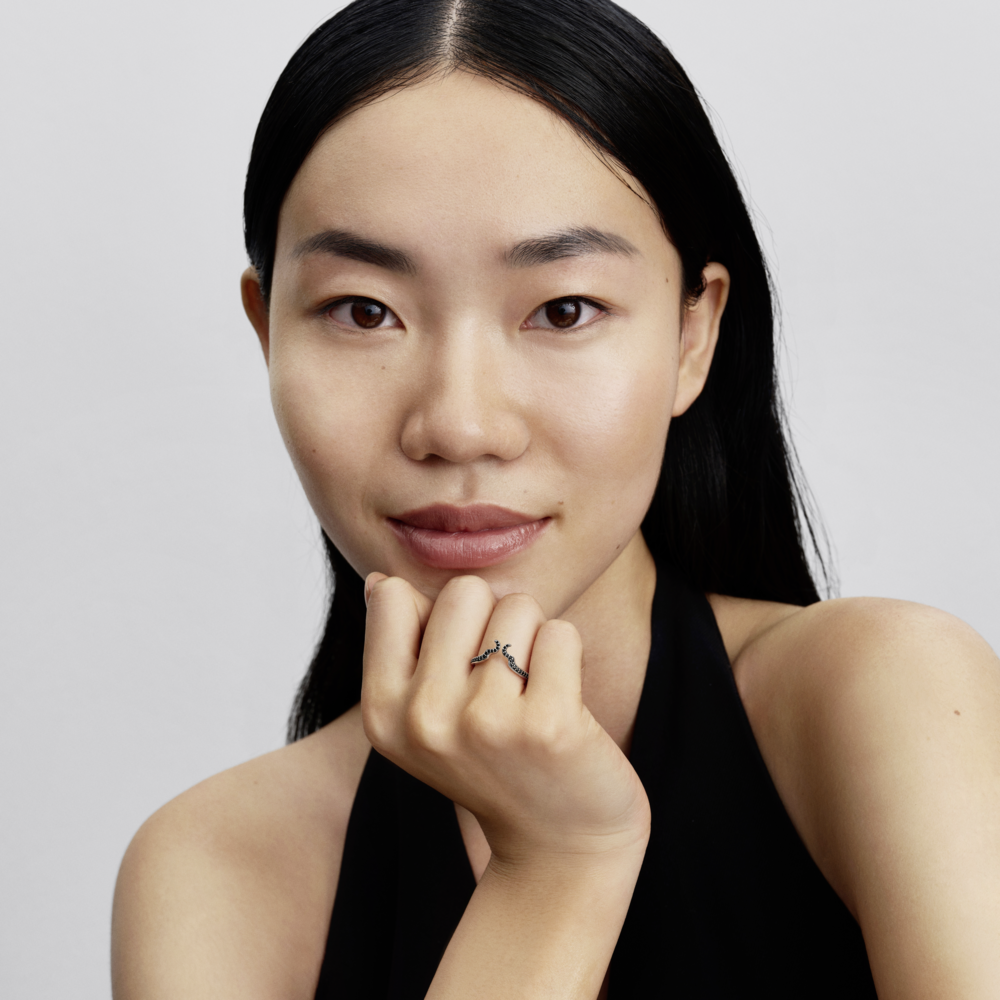 Disney Maleficent sterling silver ring with black crystal