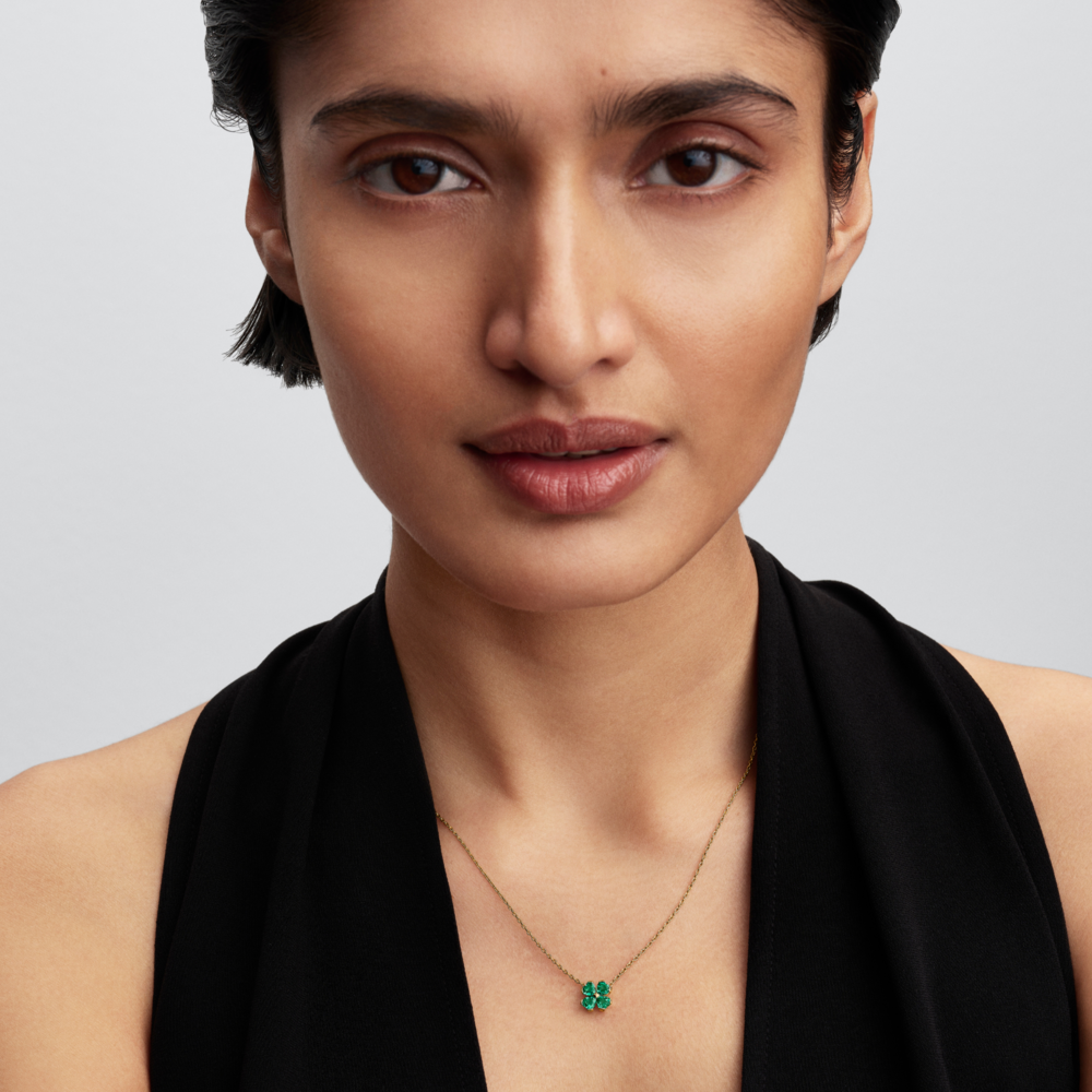 Green Lucky Clover Pendant Necklace