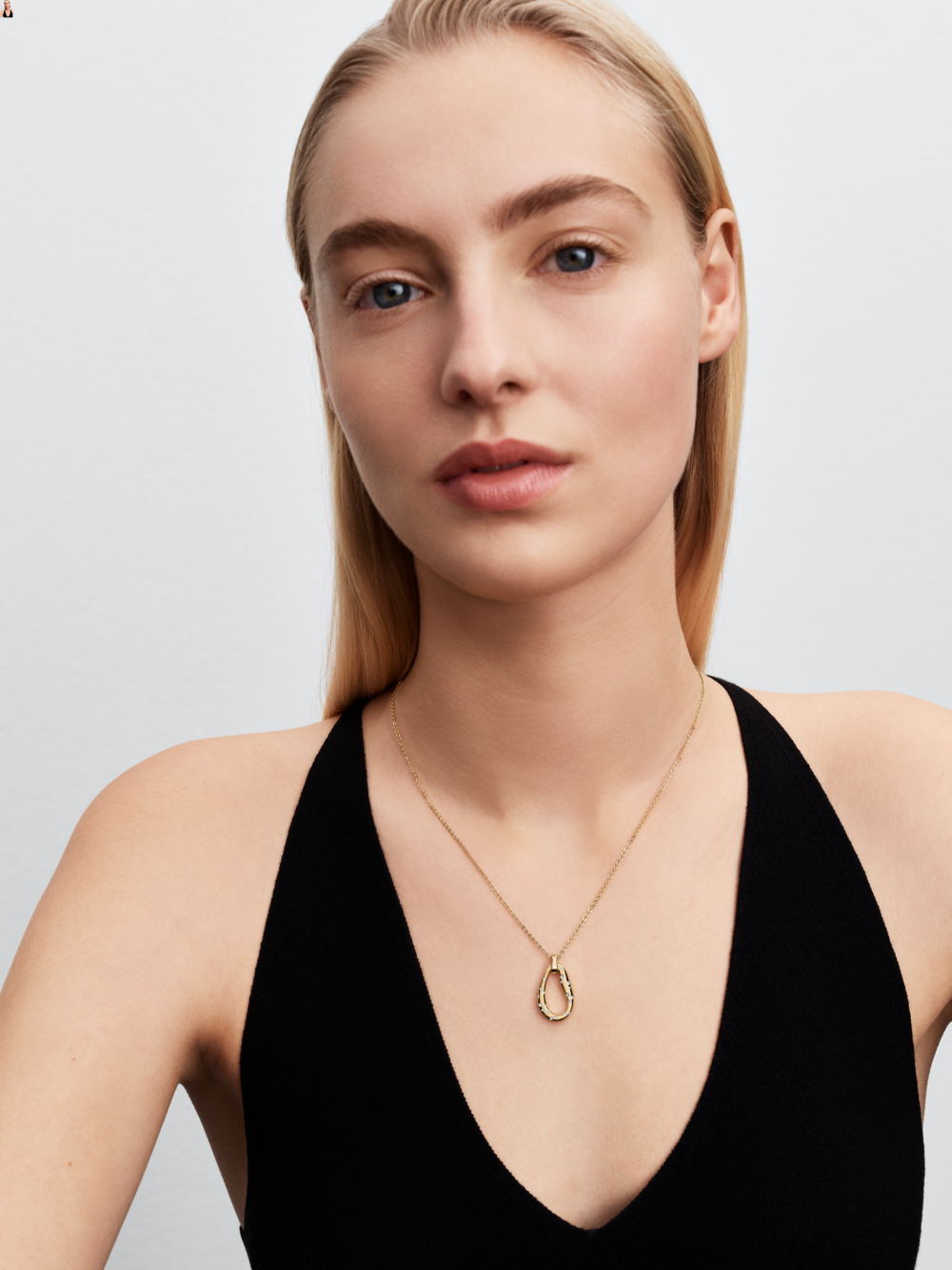 14k gold-plated collier with clear cubic zirconia