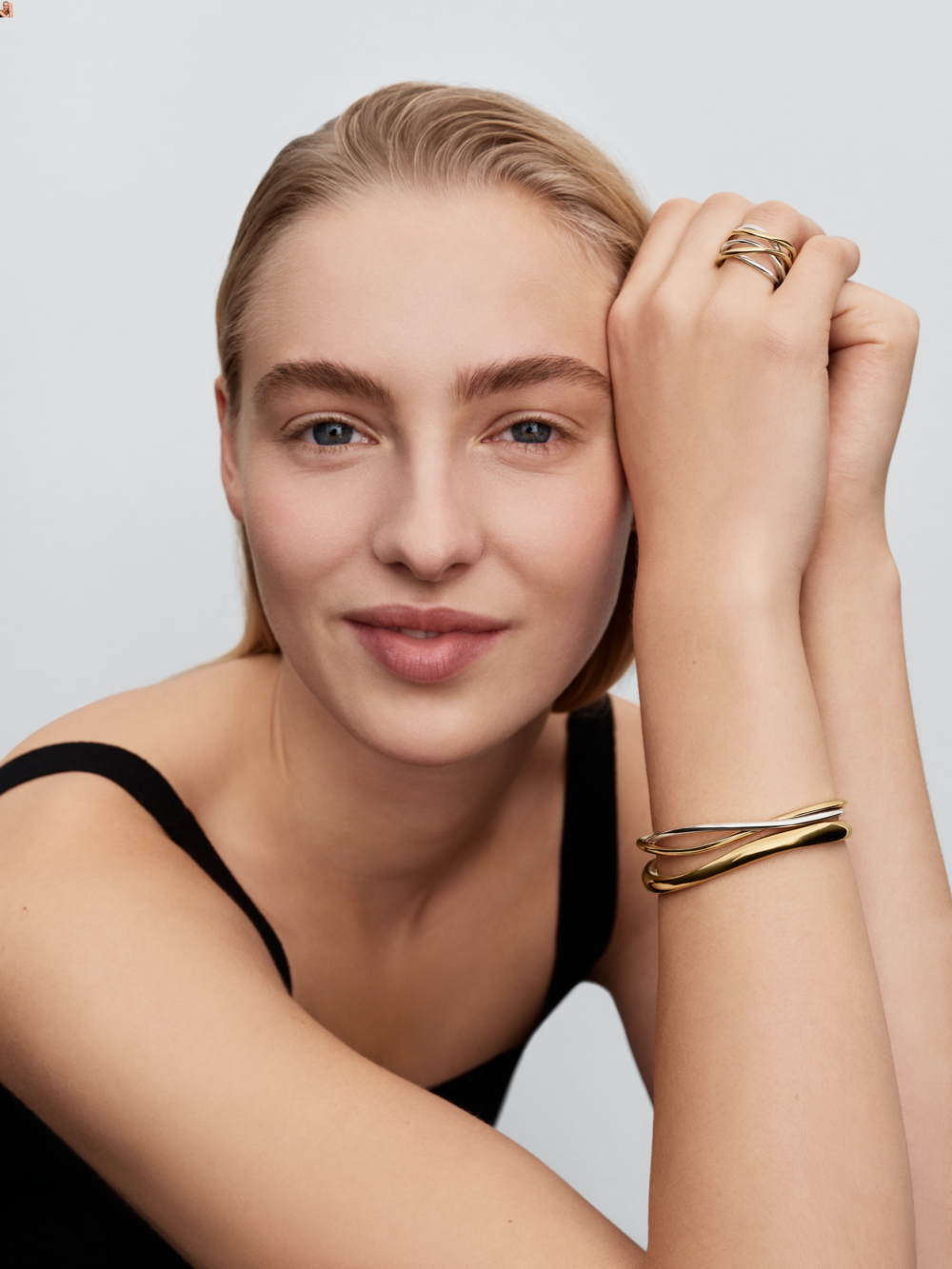 Sterling silver and 14k gold-plated open bangle