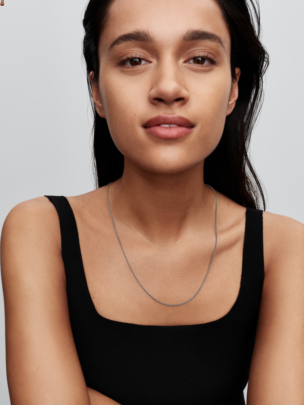 Sterling silver rope chain necklace with sliding clasp