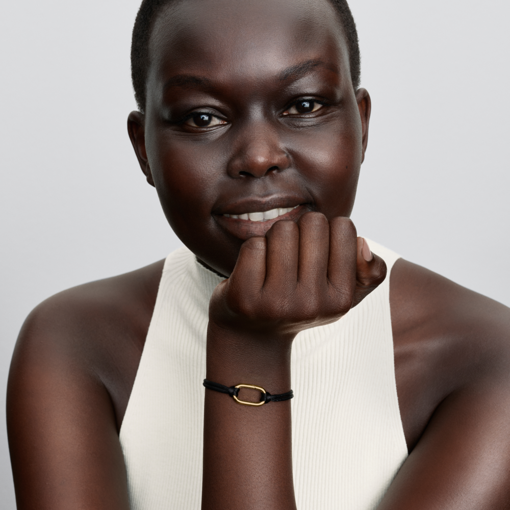 14k gold-plated bracelet with black cord