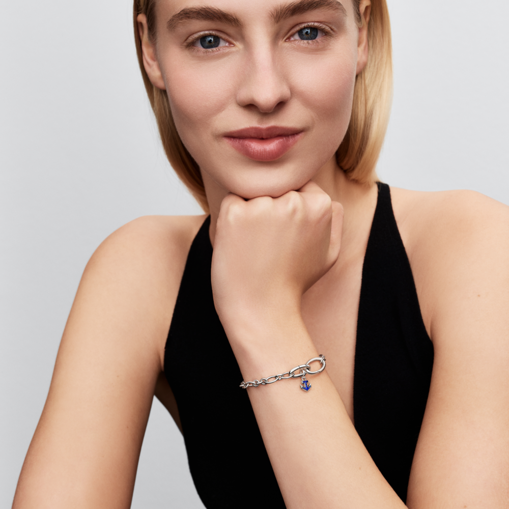 Anchor sterling silver mini dangle with imitation lapis lazuli