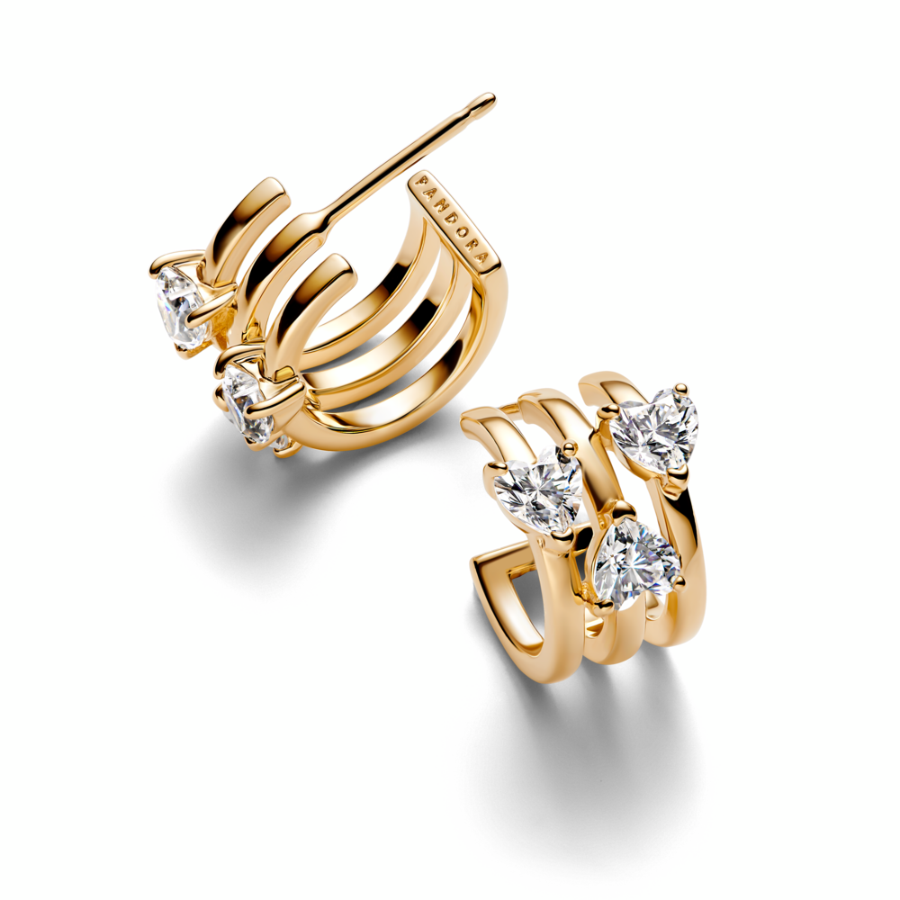 Triple Heart Hoop Earrings