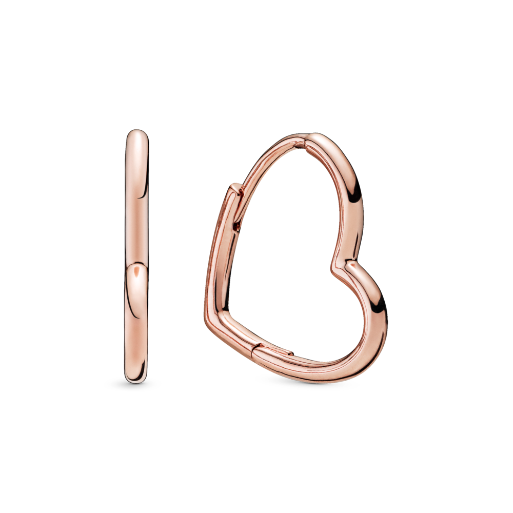 Small asymmetric heart 14k Rose Gold-plated hoop earrings