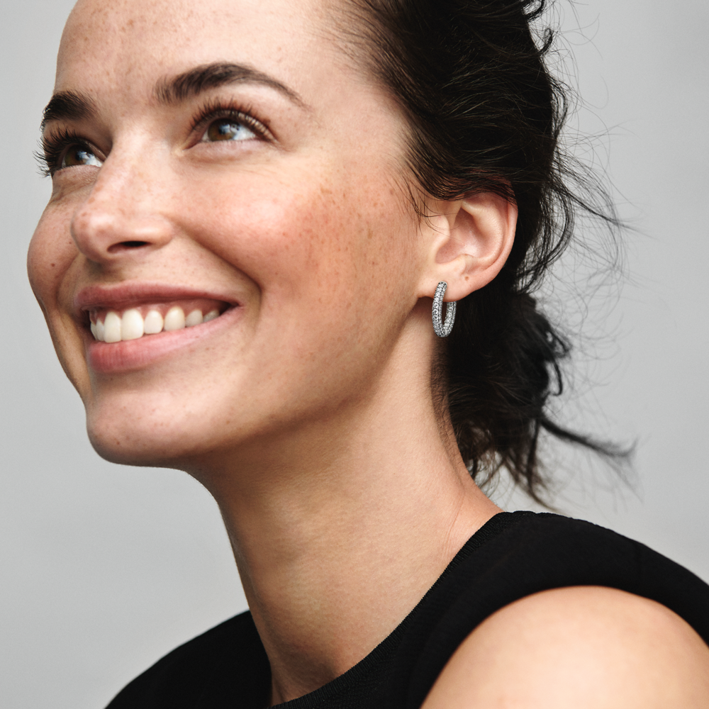 Pandora Timeless Pavé Single-row Hoop Earrings