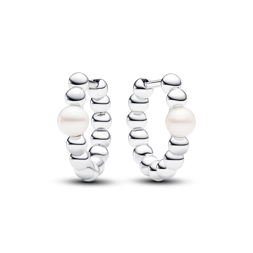 Treated Freshwater Cultured Pearl Beads Hoop Earrings