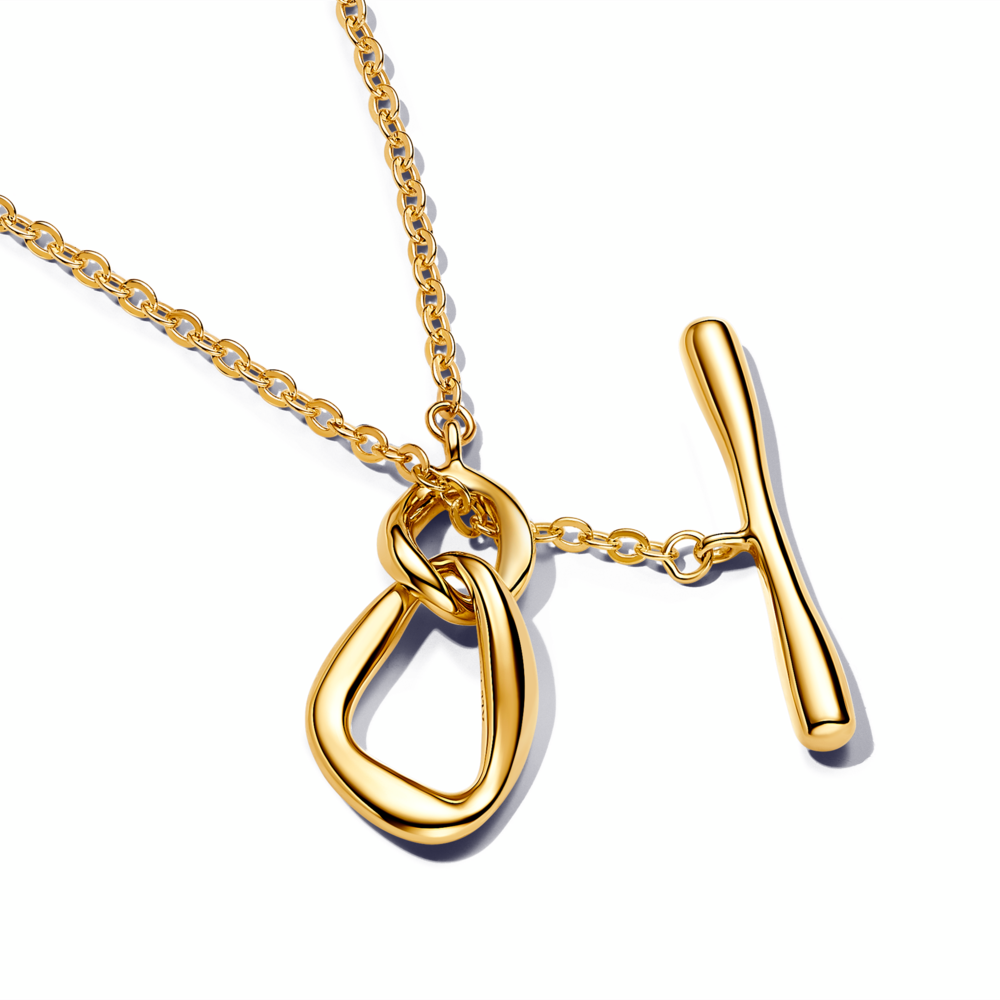Organically Shaped Circles T-bar Necklace