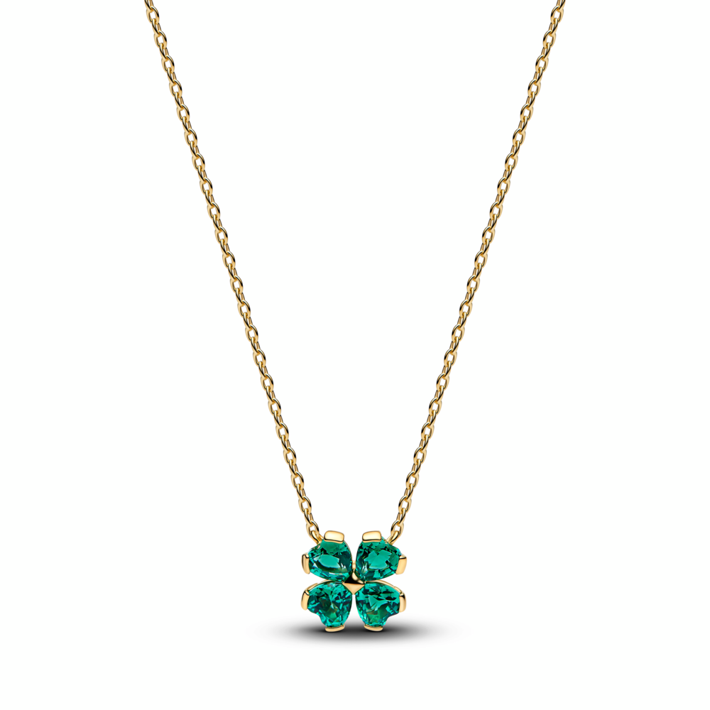 Green Lucky Clover Pendant Necklace