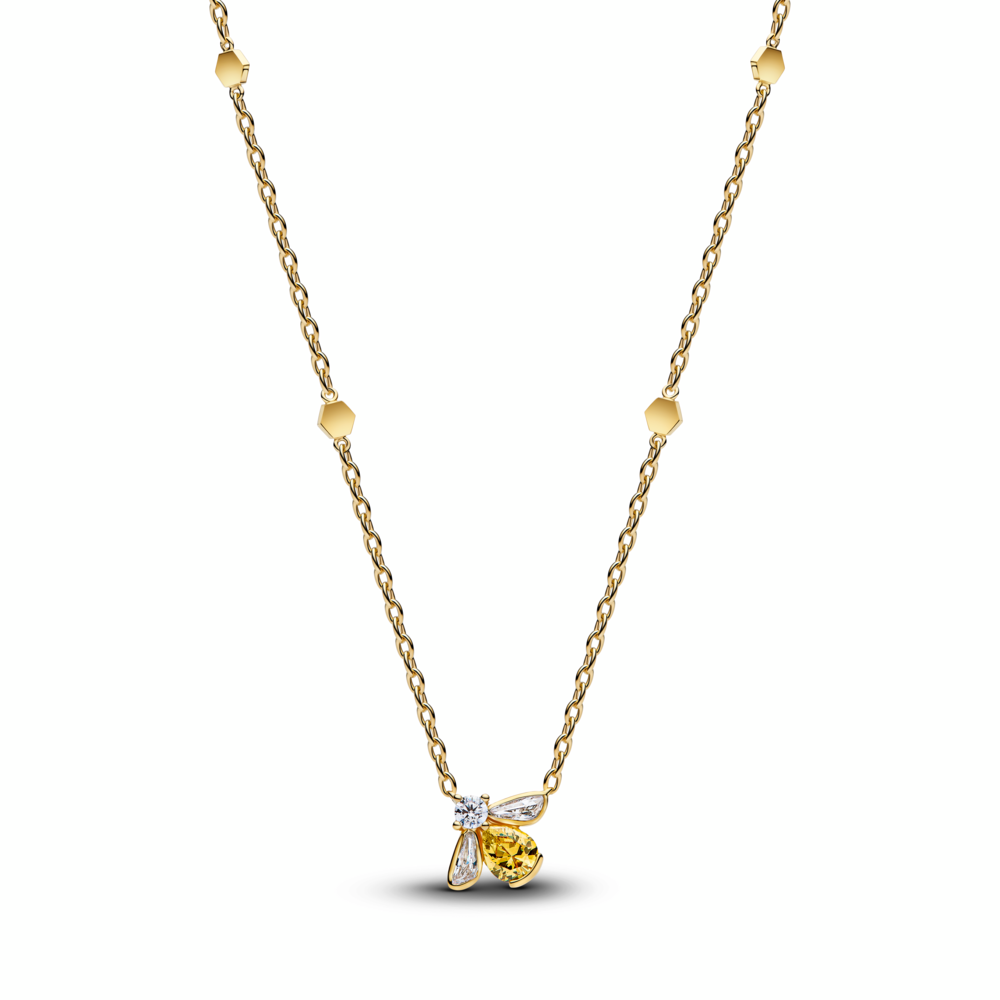 Bee 14k gold-plated collier with vibrant yellow and clear cubic zirconia