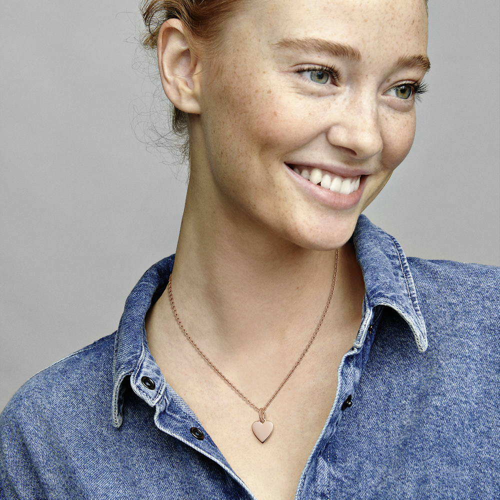 Engravable heart 14k rose gold-plated pendant