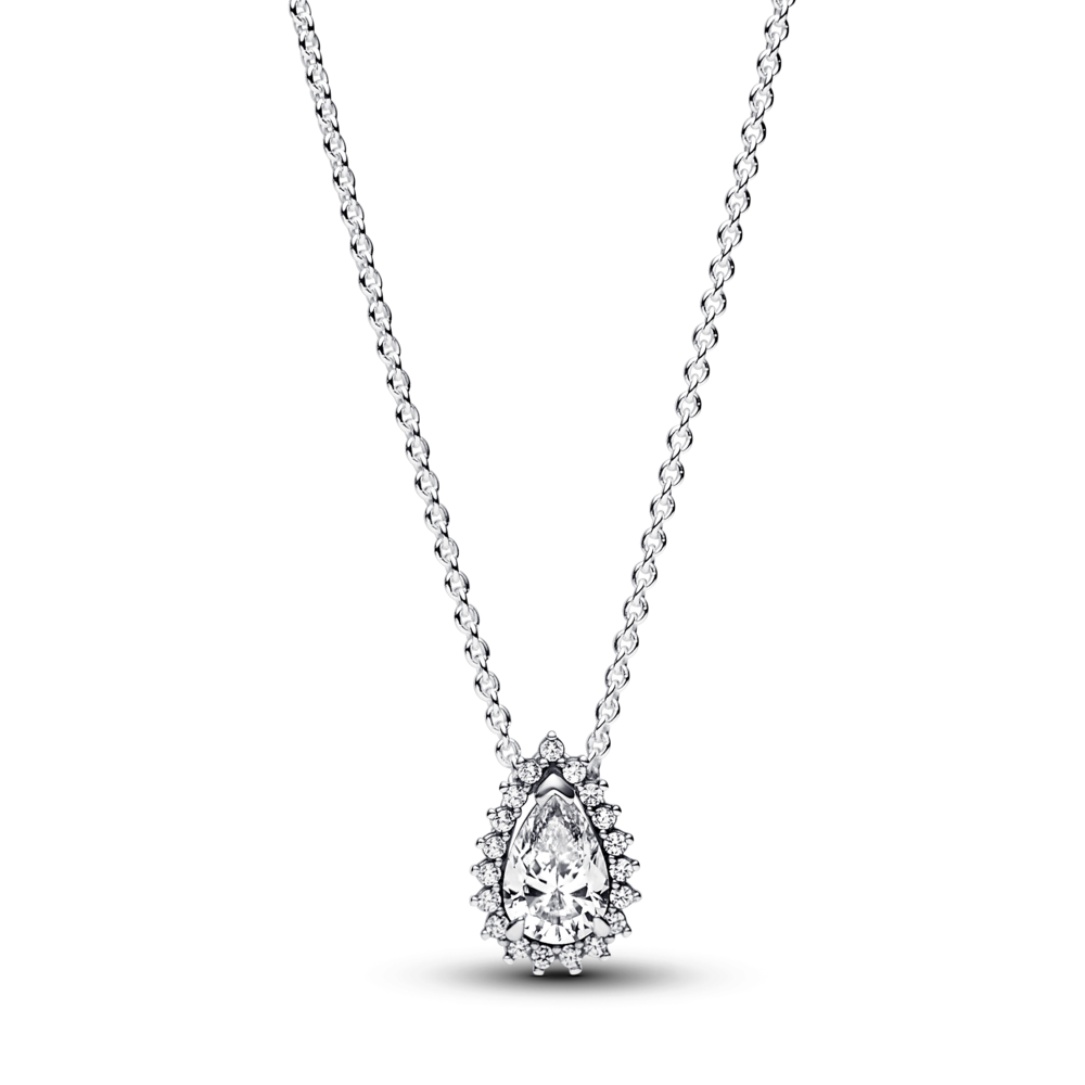 Sparkling Pear Halo Collier Necklace Pandora Jordan