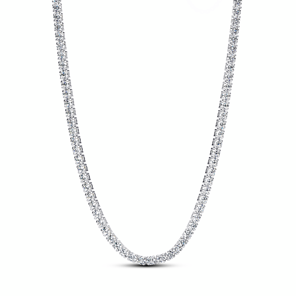 Sterling silver choker with clear cubic zirconia and sliding clasp
