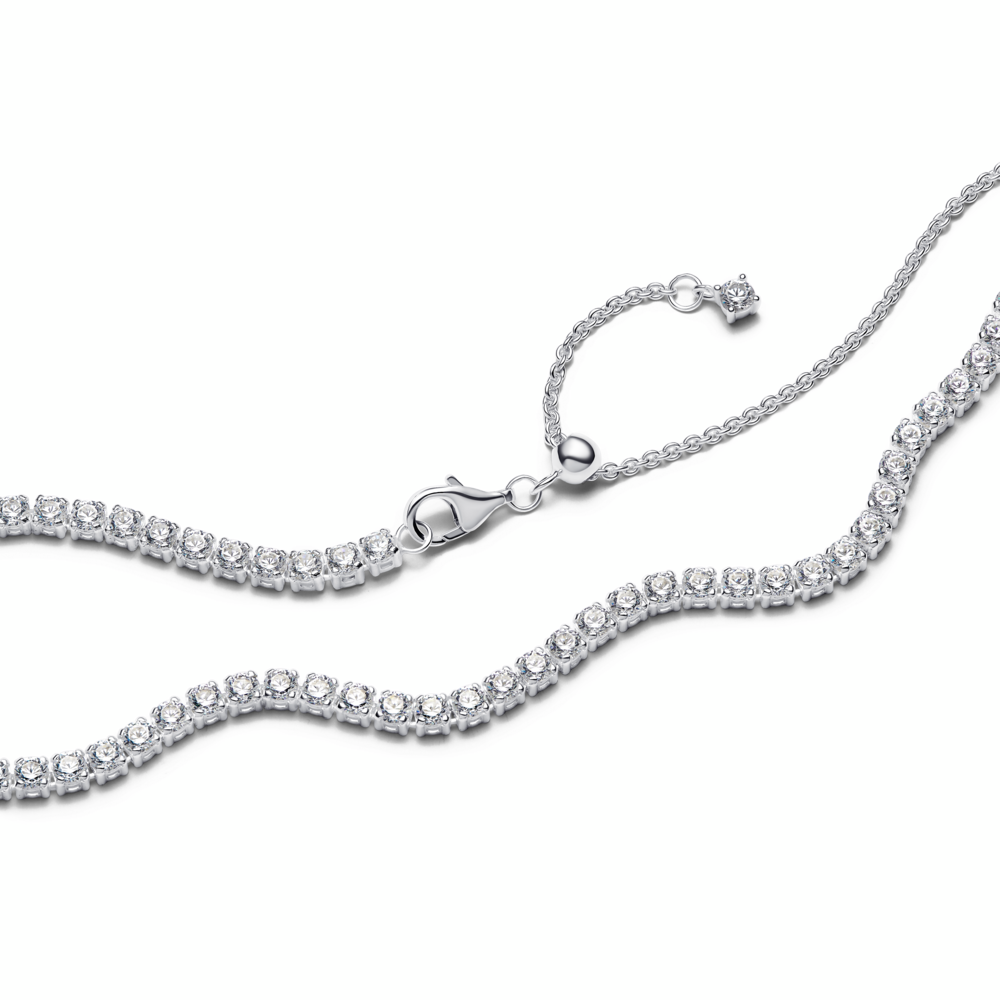 Sterling silver choker with clear cubic zirconia and sliding clasp