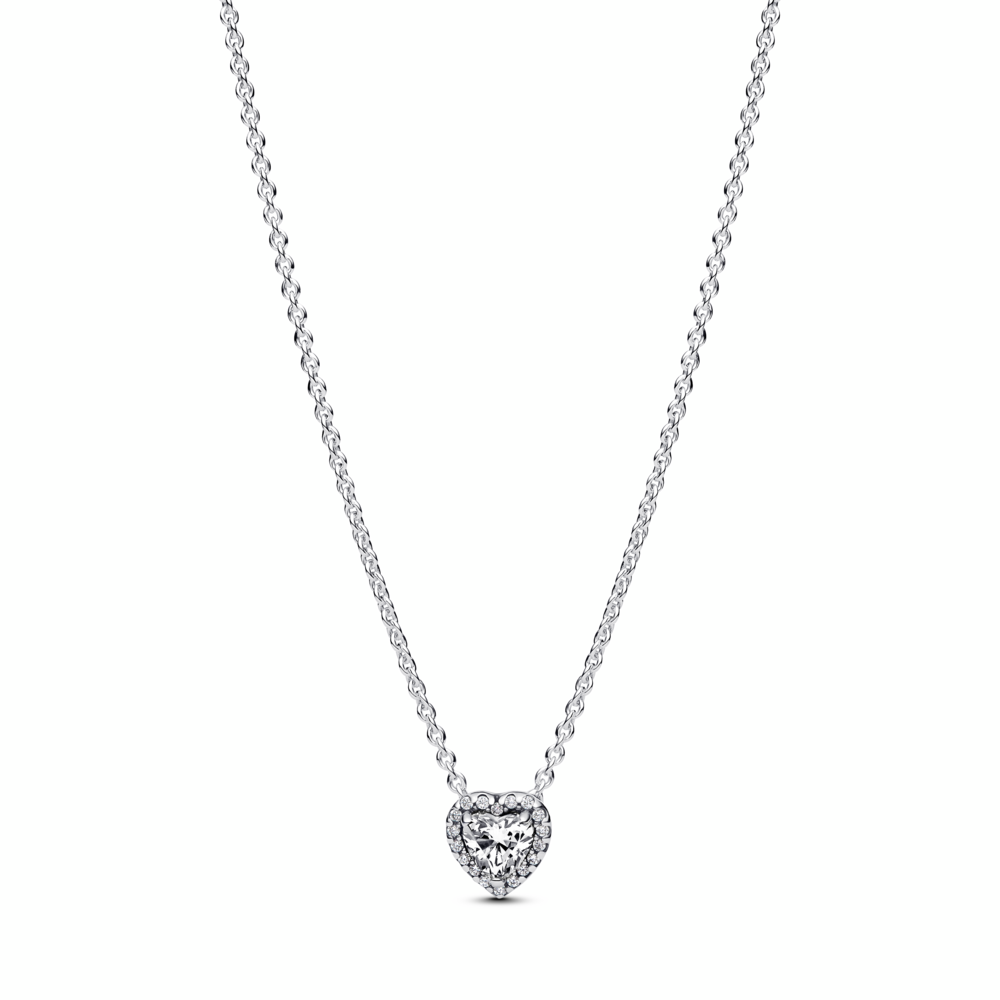 Heart sterling silver collier with clear cubic zirconia