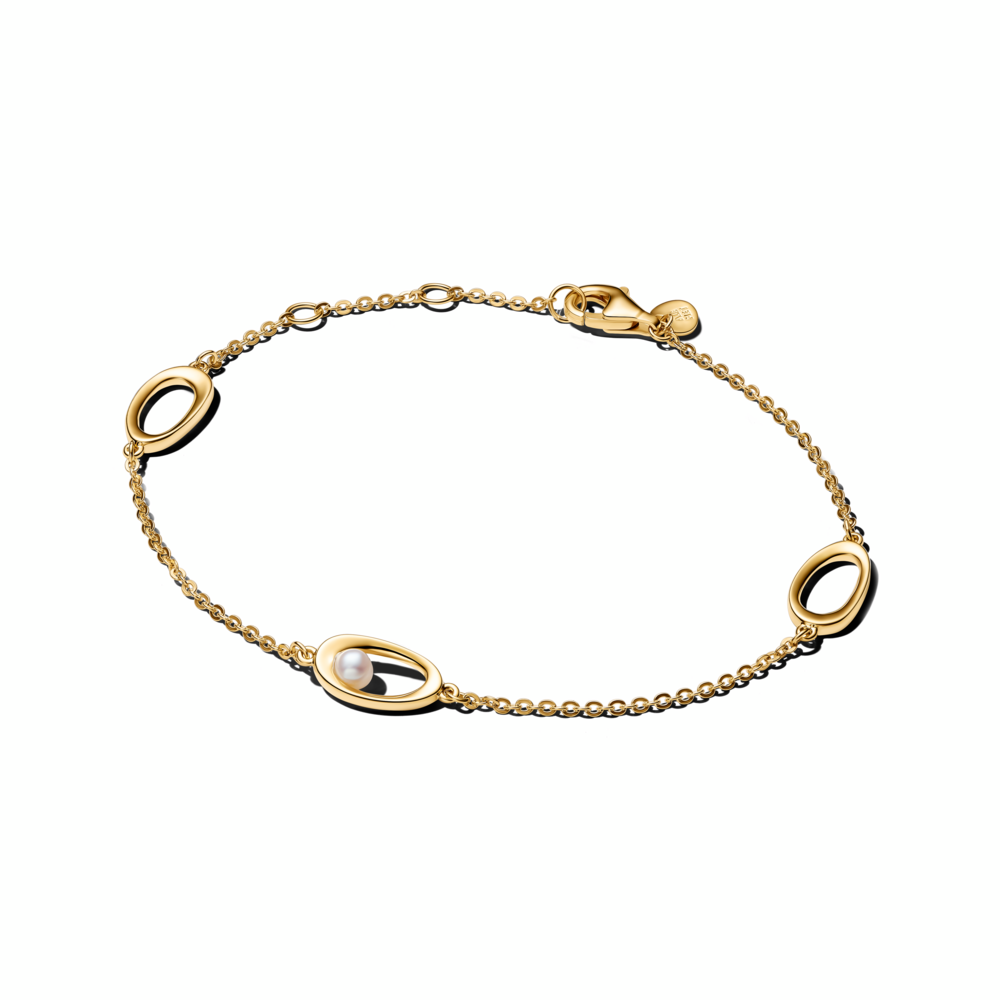 14k gold-plated bracelet with white treated freshwater cultured pearl
